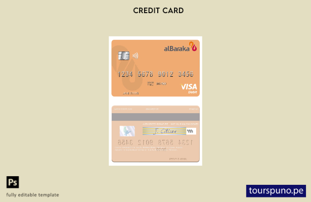 lista para imprimir plantilla de tarjeta de débito visa Pakistán Al Baraka Bank